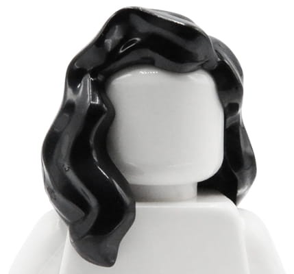 LEGO minifigure hair - female, black, long and wavy