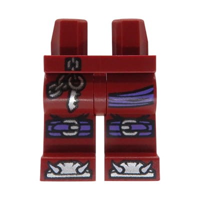 Go to product LEGO minifigure legs - dark red pants with chain and shoes