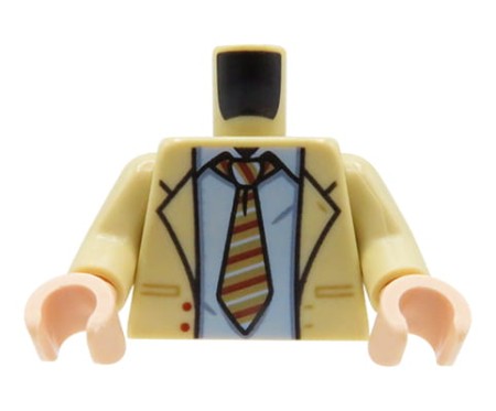 LEGO minifigure torso - beige / tan suit  jacket, shirt and tie
