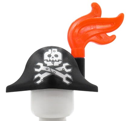 LEGO pirate hat with skull and feather - black