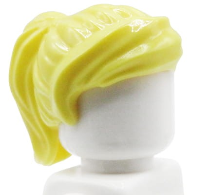 LEGO minifigure hair - female, blonde / bright light yellow, ponytail