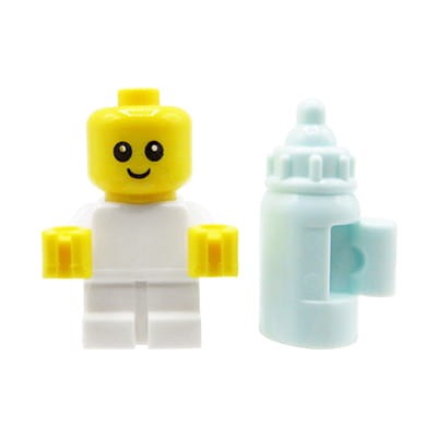 LEGO City - mini figurka niemowlak / niemowlę / dziecko / babas w białych śpiochach + butelka do karmienia