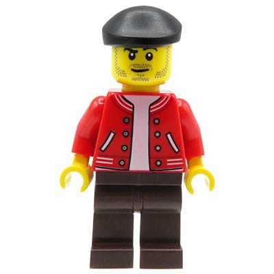 LEGO City Minifigure - Man with stubble, in a beret and jacket
LEGO City - mini figurka mężczyzna z zarostem, w kurtce i kaszkiecie
