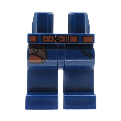 LEGO nogi / nóżki figurki - granatowe spodnie z paskiem i kaburą