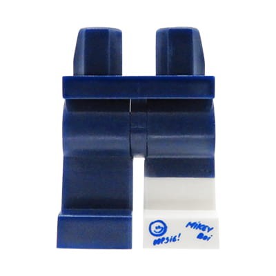 LEGO minifig legs - dark blue pants, leg in plaster