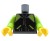 LEGO minifigure torso - black and lime jacket / sweatshirt with zipper