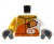 LEGO minifigure torso - white and orange sports jacket, Vita Rush logo on front and back