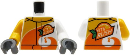 LEGO minifigure torso - sports jacket, Vita Rush logo