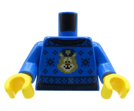 LEGO minifigure torso - blue sweater with bear head