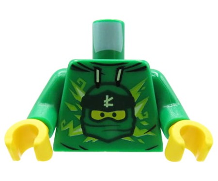 LEGO minifigure torso - Ninjago fan / green hoddie with ninja Lloyd head, name on back