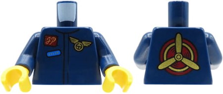 LEGO minifigure torso - pilot / aviator, dark blue jumpsuit / jacket