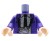 LEGO minifigure torso - purple jacket, black tie, gray shirt, silver camera on the neck