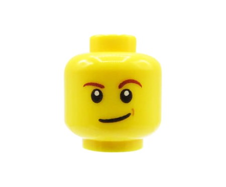 LEGO minifigure head - man, lopsided smile
