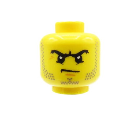 LEGO głowa / główka figurki - mężczyzna, groźna mina, zarost