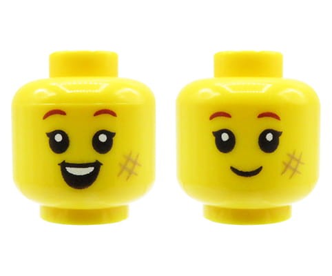Accéder au produit Tête de figurine LEGO - enfant / fille, rayures, sourire