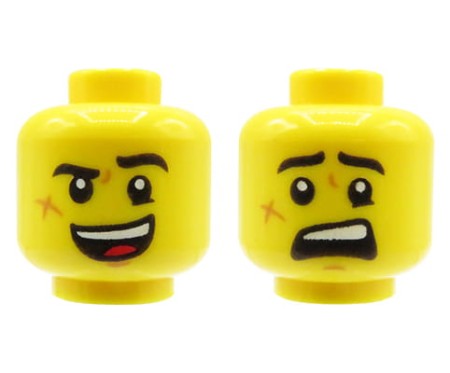 LEGO głowa / główka figurki - mężczyzna, dwustronna, blizna na twarzy