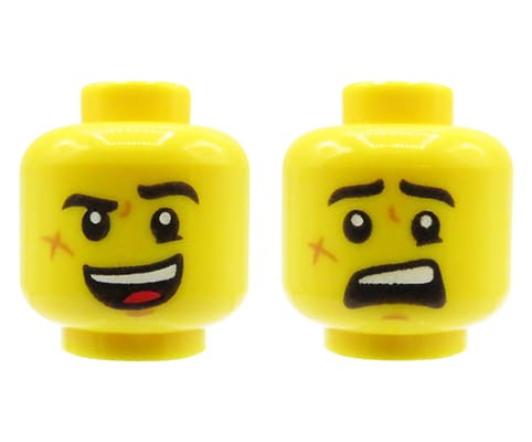 Go to product LEGO minifigure head - man, cheek scar, dual sided