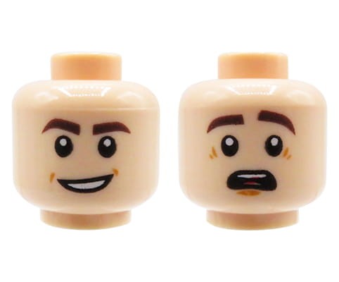 Accéder au produit Tête de figurine LEGO - homme, nougat clair, double face