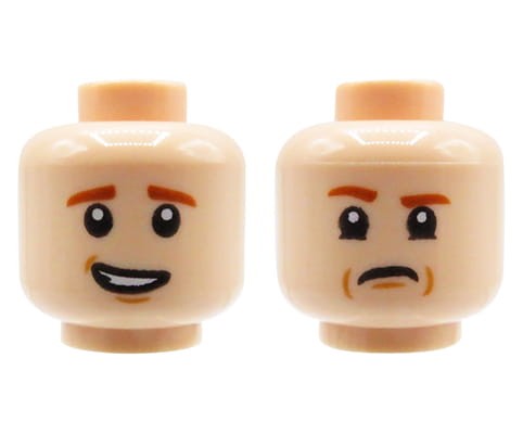 Accéder au produit Tête de figurine LEGO - homme, nougat clair, double face