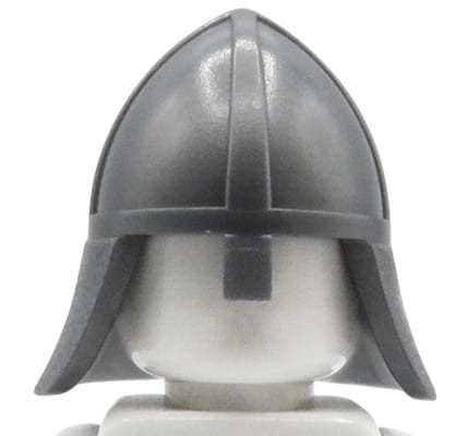 LEGO castle / knight's helmet with neck protector - flat silver.