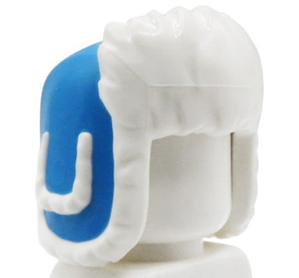 LEGO winter trapper / ear flaps hat - blue with white fur.
