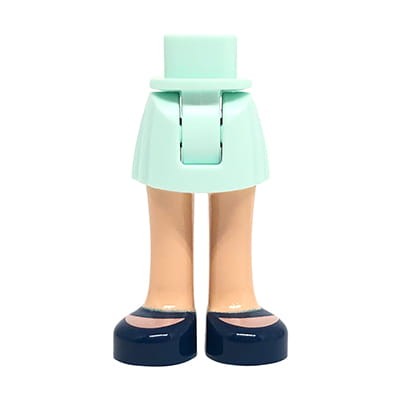LEGO Friends minifig legs - light aqua skirt, dark blue, light nougat legs