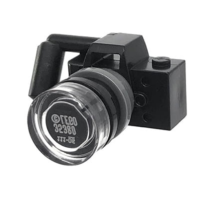 Photo camera with lens - black, made of LEGO parts
