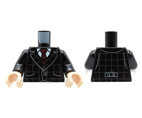 Go to product LEGO minifigure torso - black suit jacket, white shirt, red tie