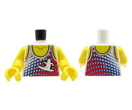 LEGO minifigure torso - white tank top with surfer