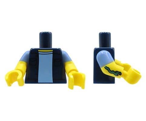 Go to product LEGO minifigure torso - vest, t-shirt, tattoo on hand 