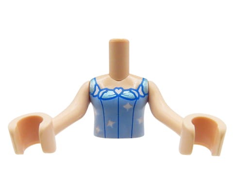 Accéder au produit Mini-torse de poupée LEGO Friends - haut bleu avec étoiles argentées