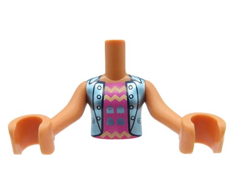 Accéder au produit Mini torse de poupée LEGO Friends - gilet bleu brillant, haut rose