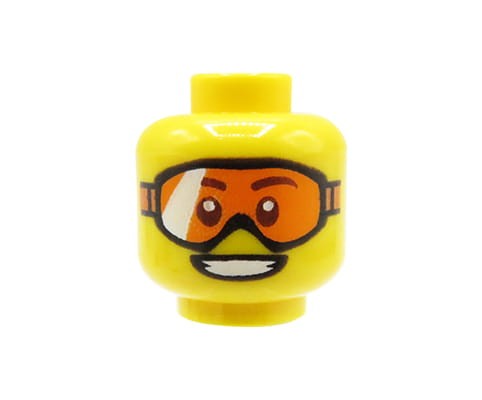 Accéder au produit Tête de figurine LEGO - lunettes orange, sourire ouvert