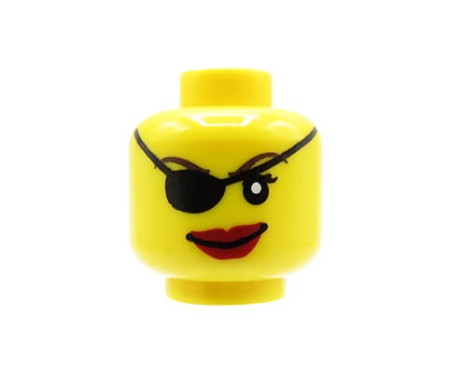LEGO głowa / główka figurki - kobieta pirat / piratka / przepaska na oku, czerwone usta