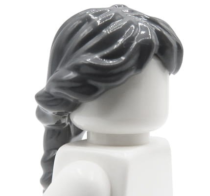 Accéder au produit Cheveux de figurine LEGO - femme, gris, queue de cheval tressée française