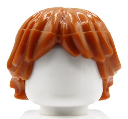 LEGO minifig hair - ginger / dark orange, tousled, layered