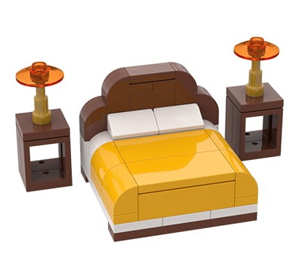 Furniture: bed with nightstands - custom set made of LEGO bricks