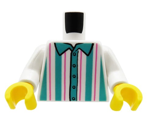 Accéder au produit Torse de figurine LEGO - chemise blanche rayée avec col