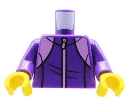 LEGO minifigure torso - dark purple sweatshirt / tracksuit with zipper