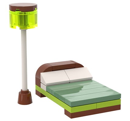 Meble / Mebelki: łóżko + lampa - mały zestaw z klocków LEGO