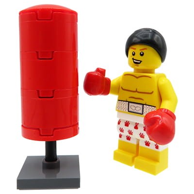 Custom Minifigure Boxer with punching bag - made of LEGO parts