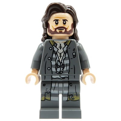 LEGO Harry Potter Minifigure - Sirius Black - gray robe, dark brown long hair and beard