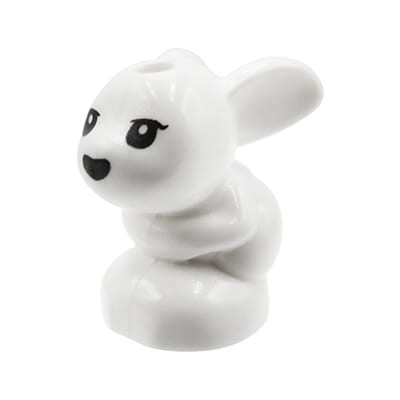 LEGO Friends sitting little rabbit / hare / bunny - white with black eyes and nose