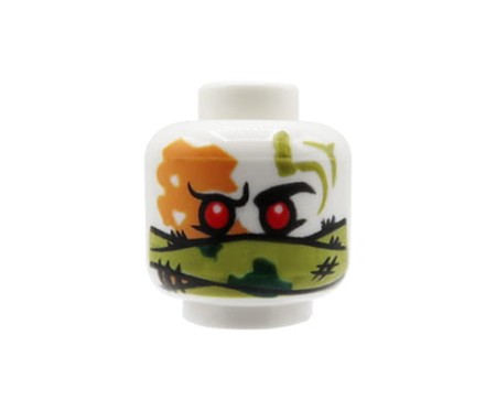 LEGO minifigure head - ghost / alien - white, bandana wrap