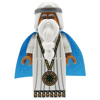 LEGO Movie Minifigure - wizard Vitruvius - white robe, medallion, blue cape