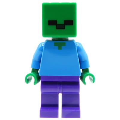 LEGO Minecraft Minifigure - Zombie - blue sweater, dark purple legs, green head