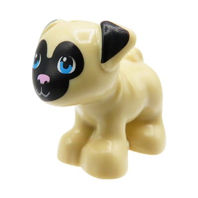 LEGO Friends little dog / puppy / pug - tan with black face and ears