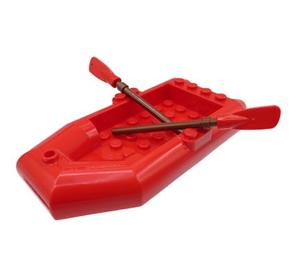 Boat / rubber raft with paddles - red, made of LEGO bricks