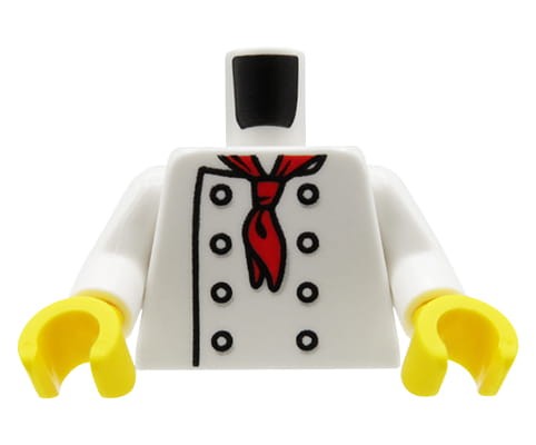 Accéder au produit Torse de figurine LEGO - cuisinier / chef, veste blanche avec boutons