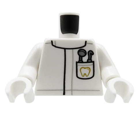 Accéder au produit Torse de figurine LEGO - dentiste / blouse blanche dentaire